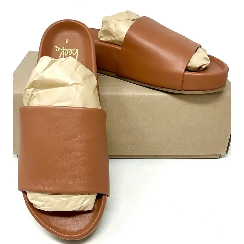 🆕Beek Pelican Tan Leather Platform Slide Sandal
